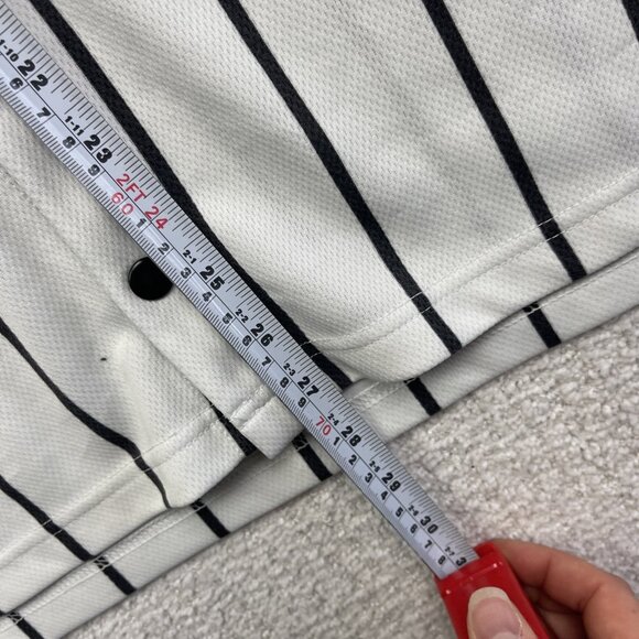URBN IDNTY Baseball Jersey LA Los Angeles Button Up White / Black Striped Men S - Picture 11 of 16